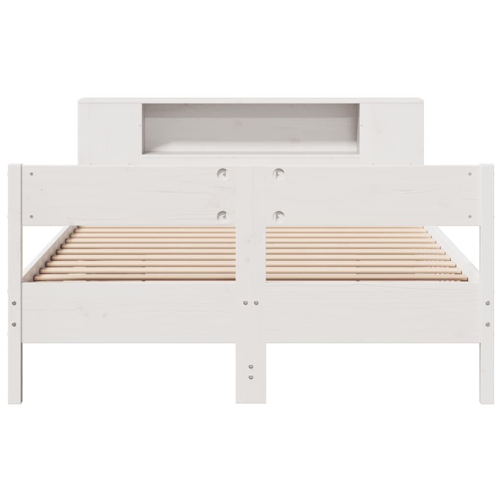 Cama com estante sem colchão 160x200 cm pinho maciço branco