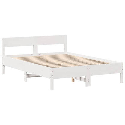 Cama com estante sem colchão 160x200 cm pinho maciço branco