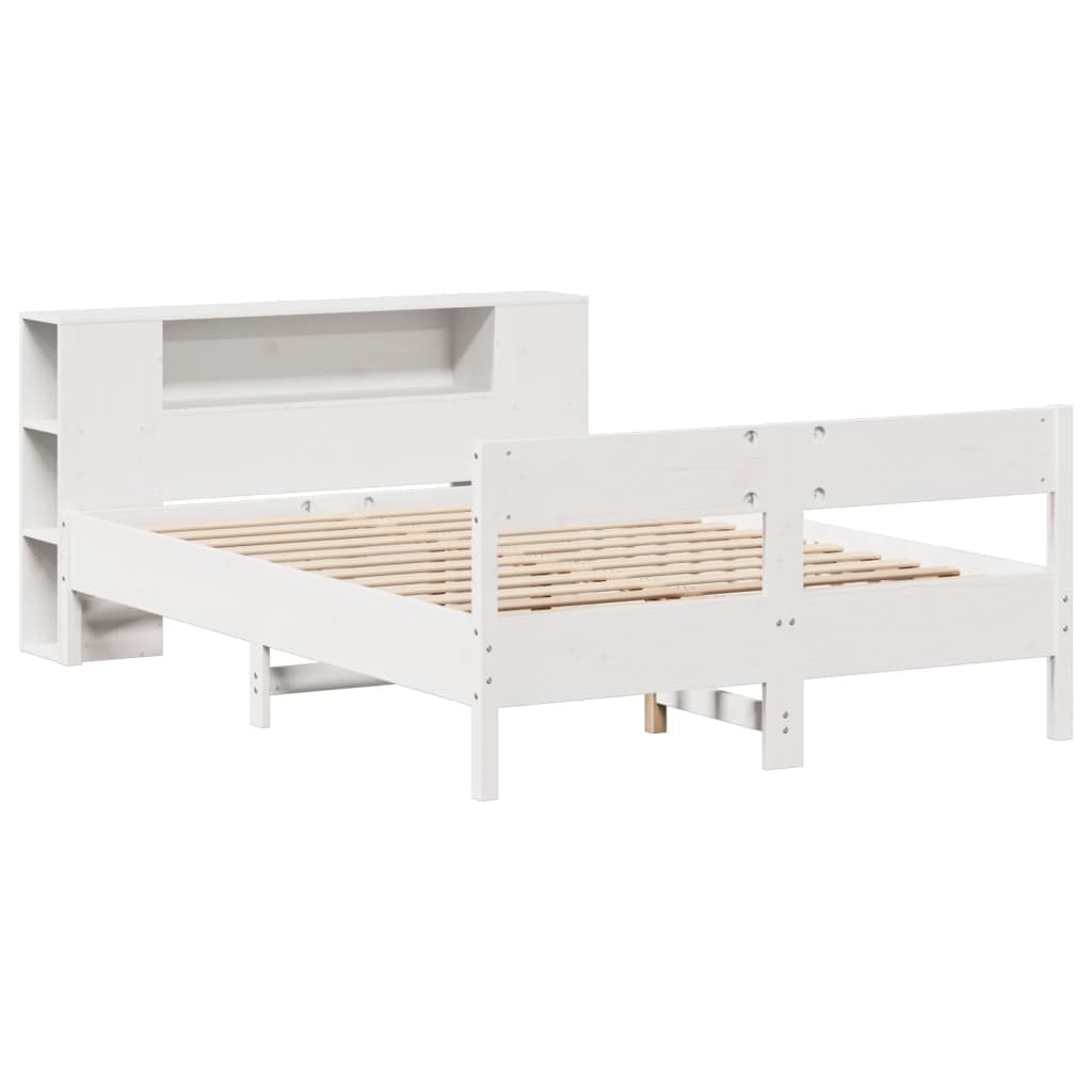 Cama com estante sem colchão 150x200 cm pinho maciço branco