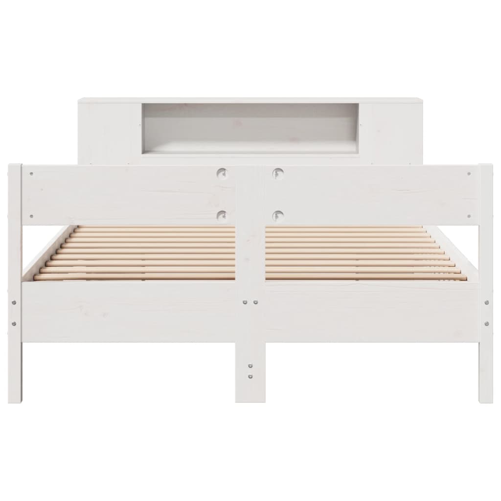 Cama com estante sem colchão 150x200 cm pinho maciço branco