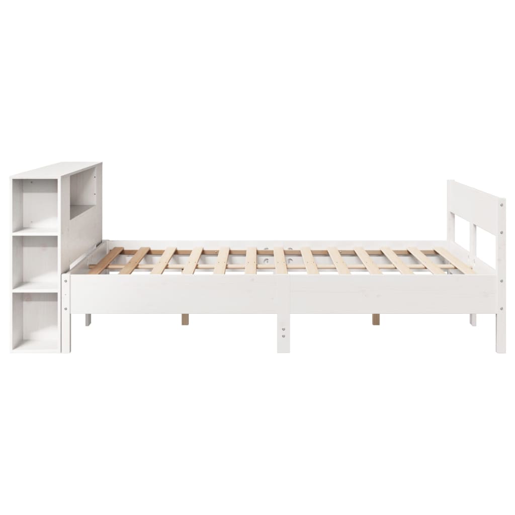 Cama com estante sem colchão 120x200 cm pinho maciço branco