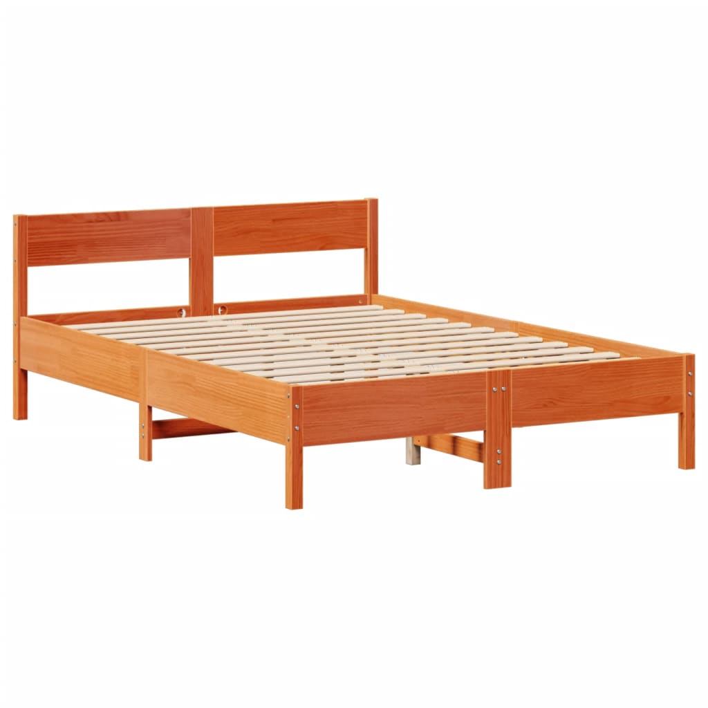 Cama com estante sem colchão 140x190 cm pinho maciço