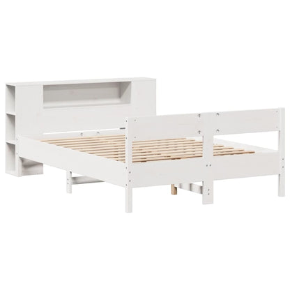 Cama com estante sem colchão 135x190 cm pinho maciço branco