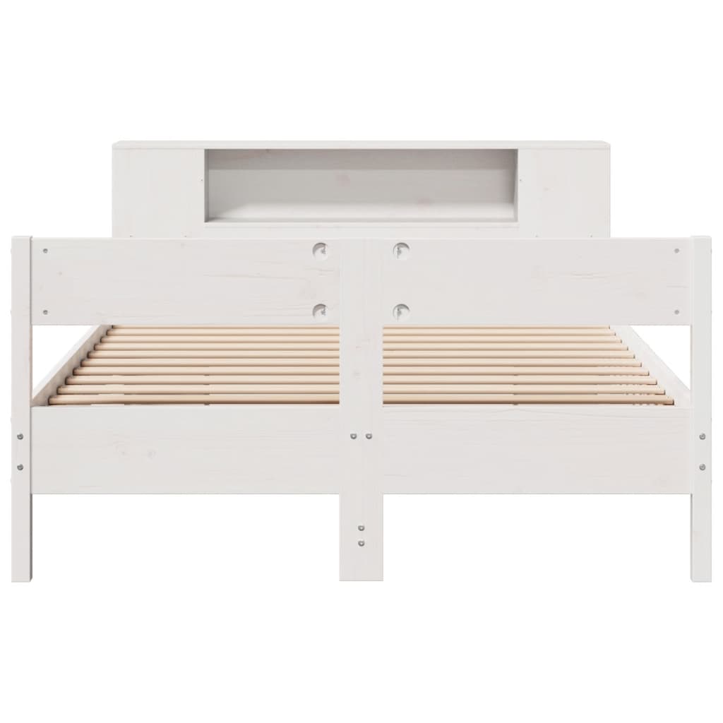 Cama com estante sem colchão 135x190 cm pinho maciço branco