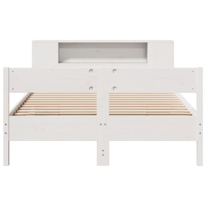 Cama com estante sem colchão 135x190 cm pinho maciço branco