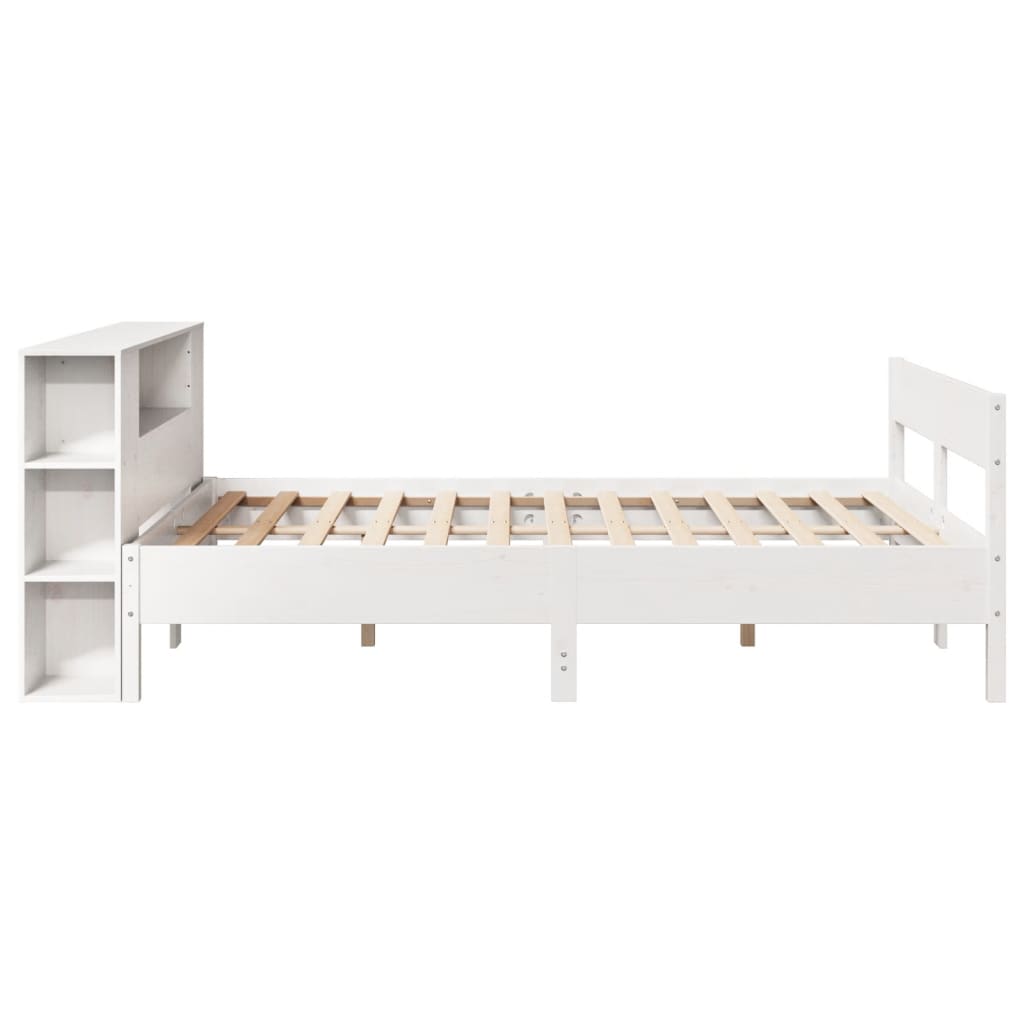 Cama com estante sem colchão 135x190 cm pinho maciço branco