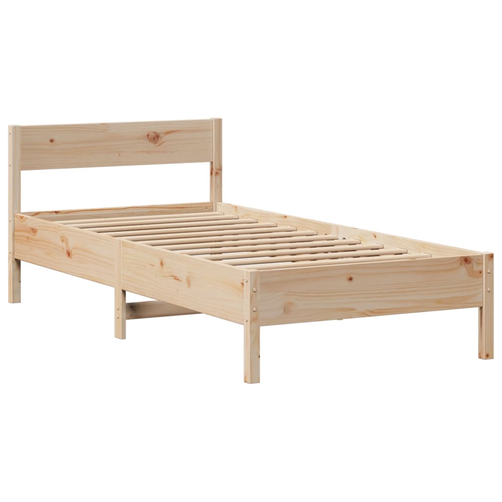 Cama com estante sem colchão 75x190 cm pinho maciço