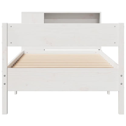 Cama com estante sem colchão 75x190 cm pinho maciço branco