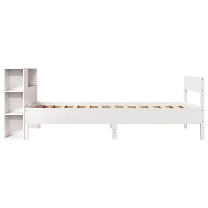 Cama com estante sem colchão 75x190 cm pinho maciço branco