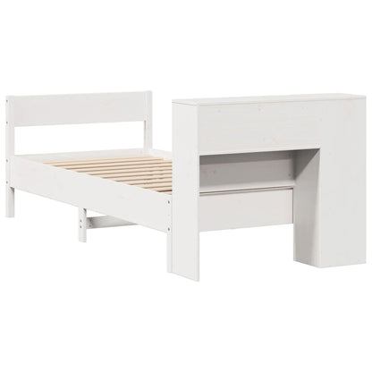 Cama com estante sem colchão 75x190 cm pinho maciço branco