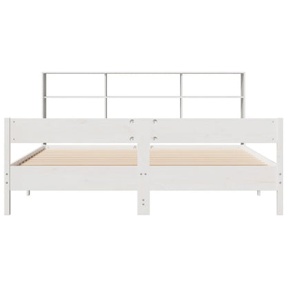 Cama com estante sem colchão 200x200 cm pinho maciço branco