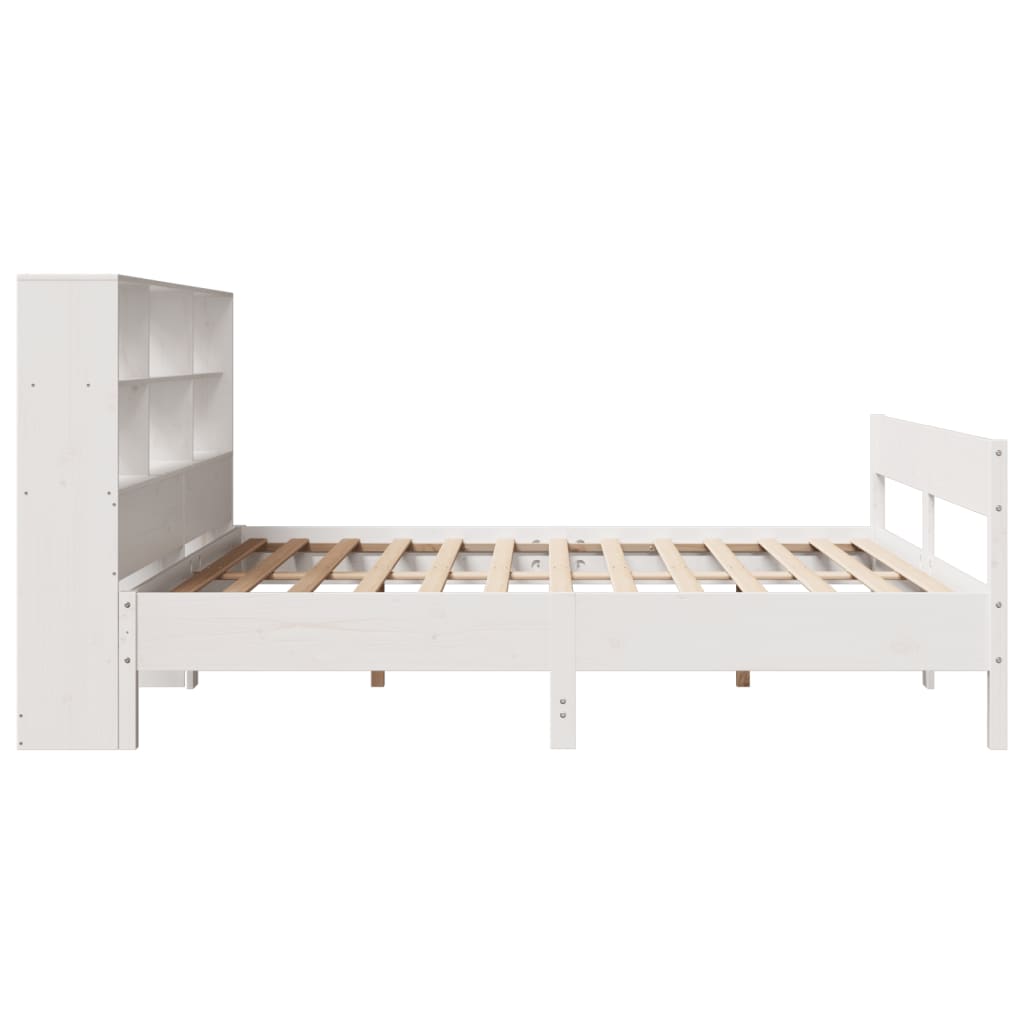 Cama com estante sem colchão 200x200 cm pinho maciço branco