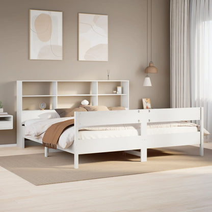 Cama com estante sem colchão 200x200 cm pinho maciço branco