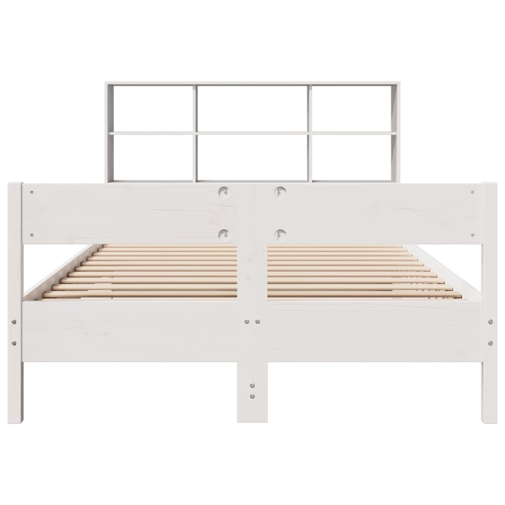 Cama com estante sem colchão 160x200 cm pinho maciço branco