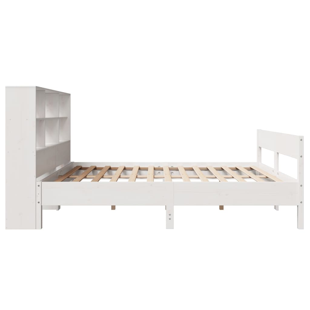 Cama com estante sem colchão 160x200 cm pinho maciço branco