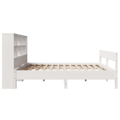 Cama com estante sem colchão 160x200 cm pinho maciço branco