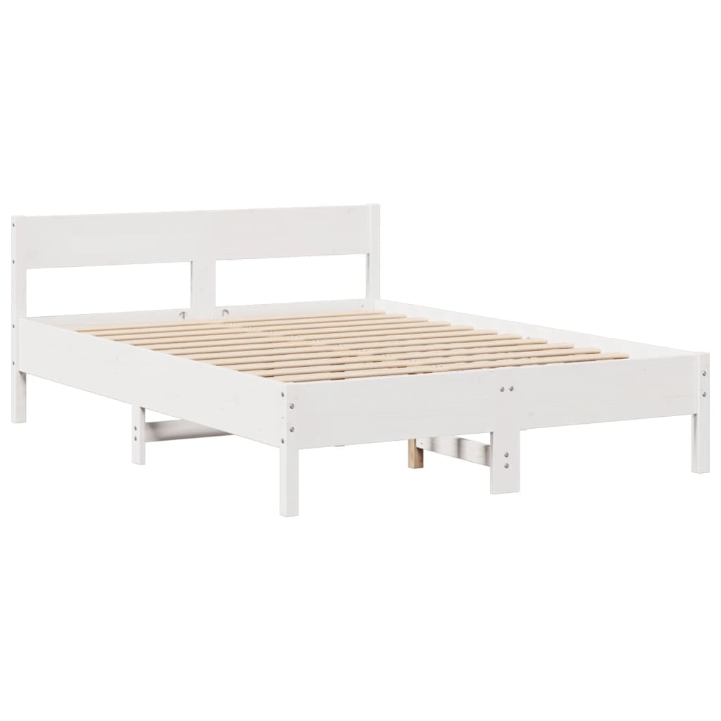 Cama com estante sem colchão 160x200 cm pinho maciço branco