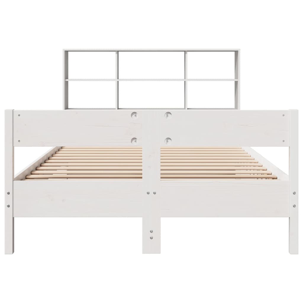 Cama com estante sem colchão 140x200 cm pinho maciço branco