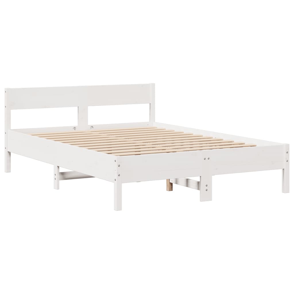 Cama com estante sem colchão 140x200 cm pinho maciço branco