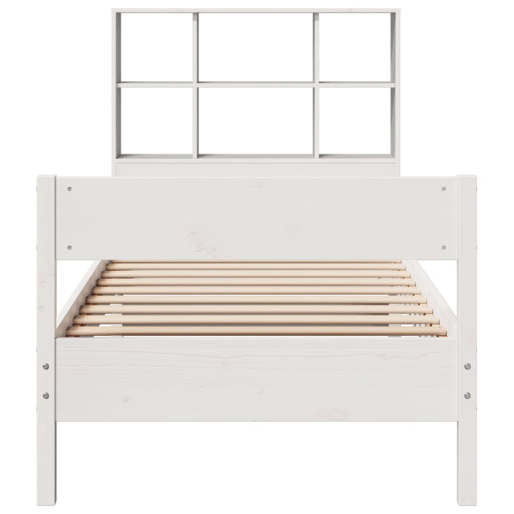 Cama com estante sem colchão 100x200 cm pinho maciço branco