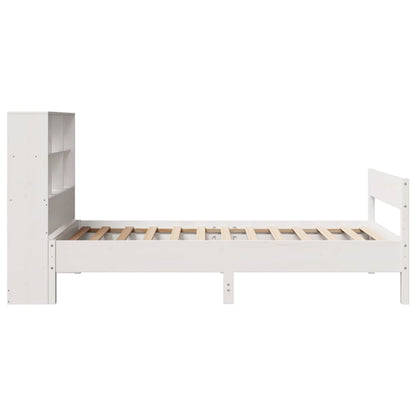 Cama com estante sem colchão 100x200 cm pinho maciço branco