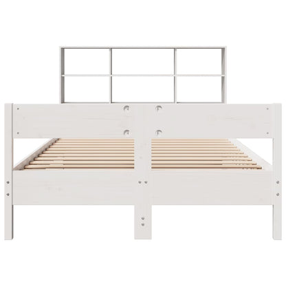 Cama com estante sem colchão 140x190 cm pinho maciço branco