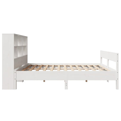 Cama com estante sem colchão 140x190 cm pinho maciço branco