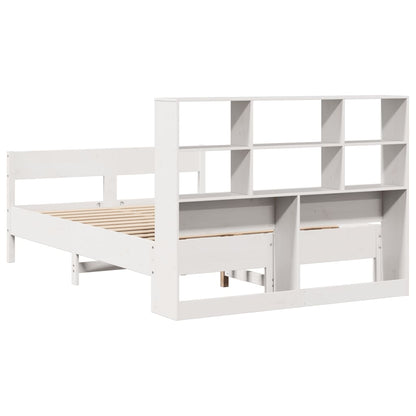 Cama com estante sem colchão 140x190 cm pinho maciço branco