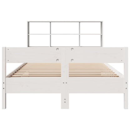 Cama com estante sem colchão 135x190 cm pinho maciço branco