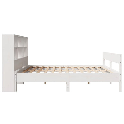 Cama com estante sem colchão 135x190 cm pinho maciço branco