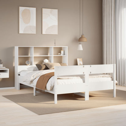 Cama com estante sem colchão 135x190 cm pinho maciço branco