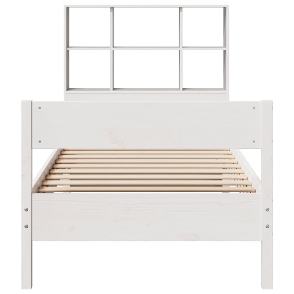 Cama com estante sem colchão 75x190 cm pinho maciço branco