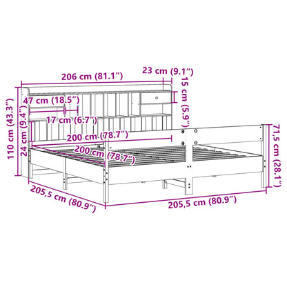 Cama com estante sem colchão 200x200 cm pinho maciço