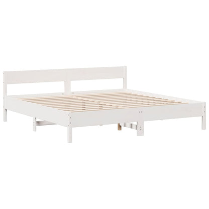 Cama com estante sem colchão 180x200 cm pinho maciço branco