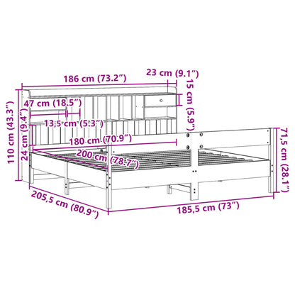 Cama com estante sem colchão 180x200 cm pinho maciço