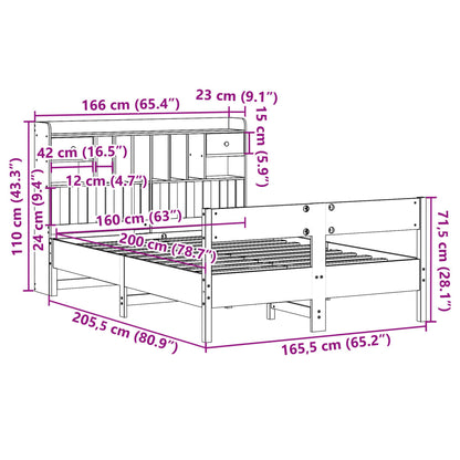 Cama com estante sem colchão 160x200 cm pinho maciço