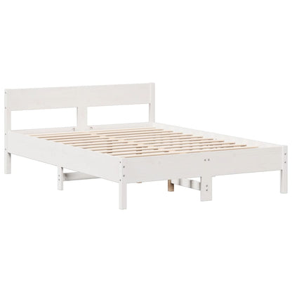 Cama com estante sem colchão 160x200 cm pinho maciço branco