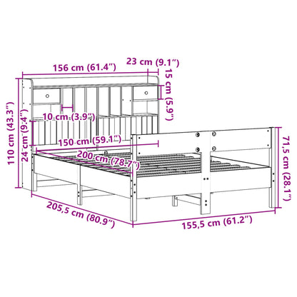 Cama com estante sem colchão 150x200 cm pinho maciço