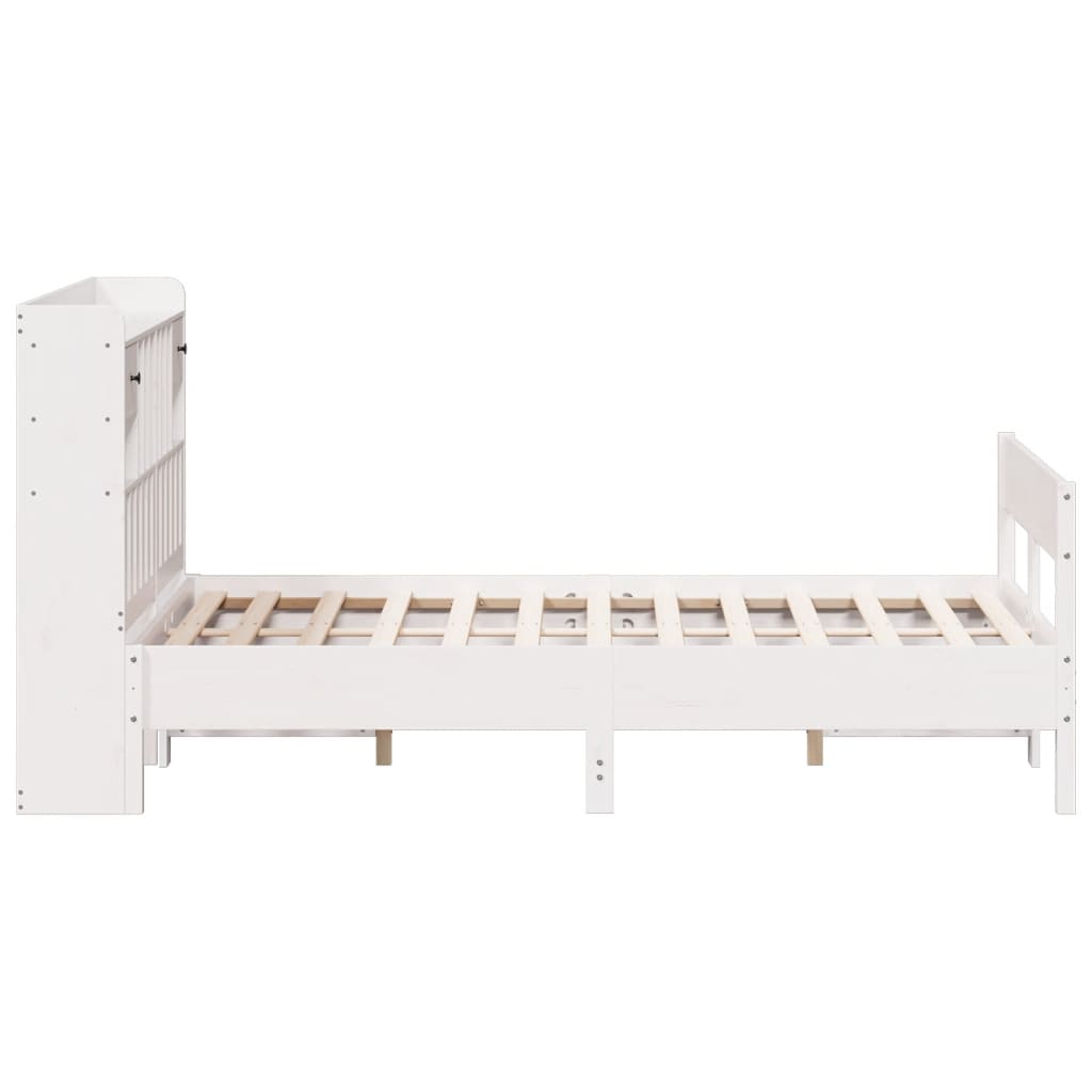 Cama com estante sem colchão 150x200 cm pinho maciço branco