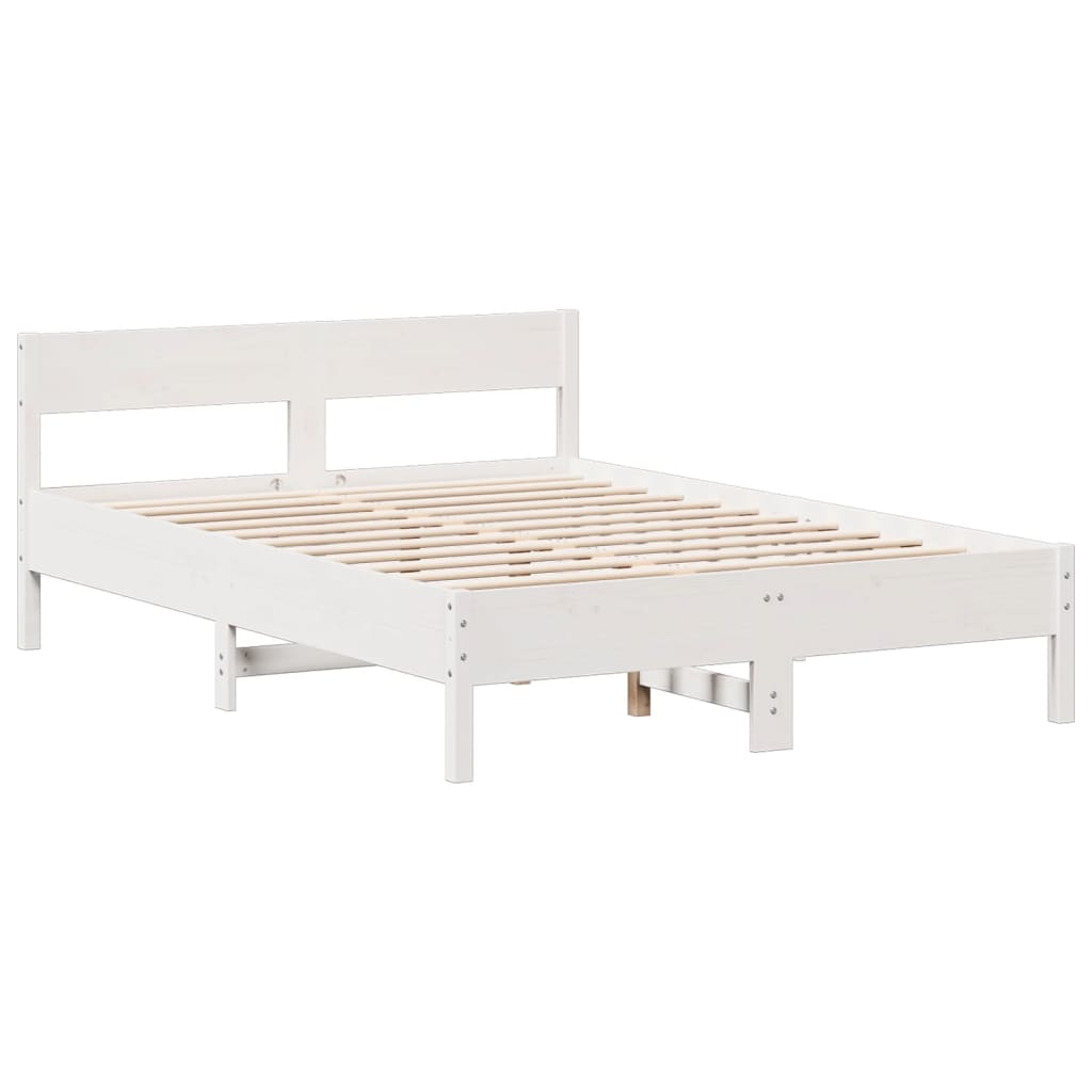 Cama com estante sem colchão 150x200 cm pinho maciço branco