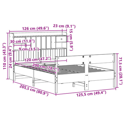 Cama com estante sem colchão 120x200 cm pinho maciço