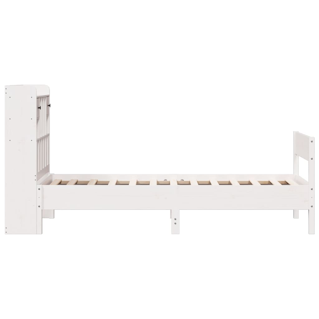 Cama com estante sem colchão 90x200 cm pinho maciço branco