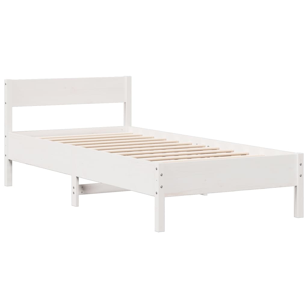 Cama com estante sem colchão 90x200 cm pinho maciço branco