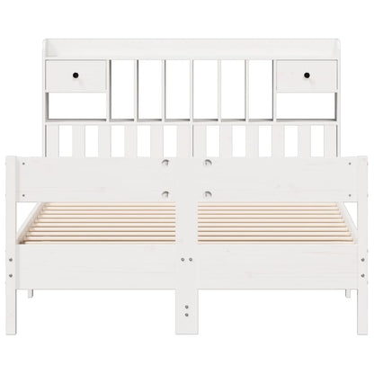 Cama com estante sem colchão 140x190 cm pinho maciço branco