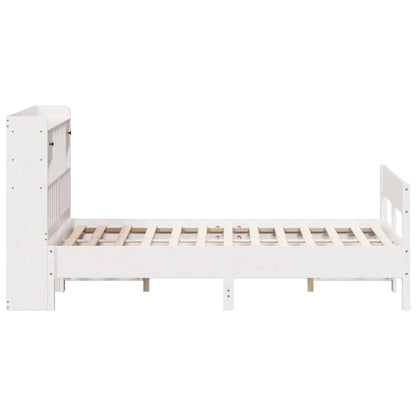 Cama com estante sem colchão 140x190 cm pinho maciço branco