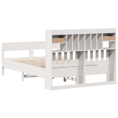 Cama com estante sem colchão 140x190 cm pinho maciço branco