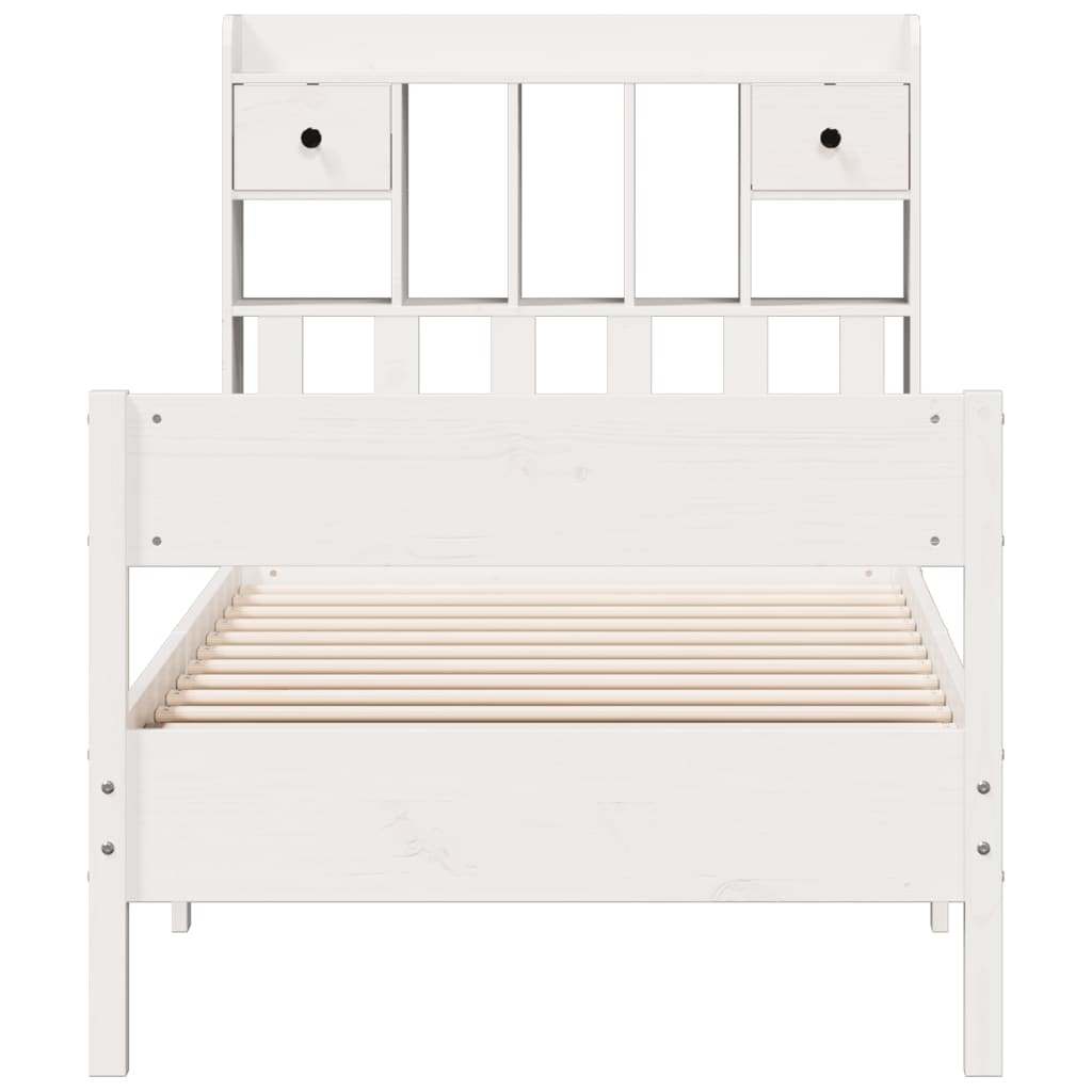 Cama com estante sem colchão 90x190 cm pinho maciço branco