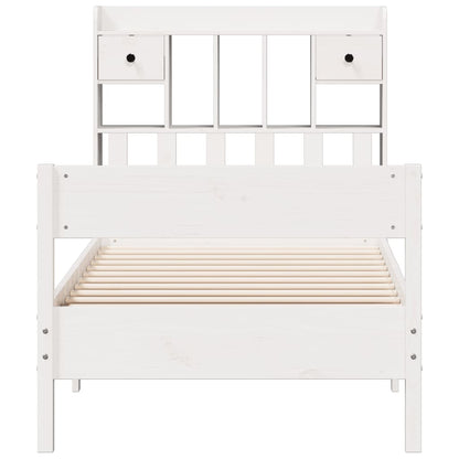 Cama com estante sem colchão 90x190 cm pinho maciço branco