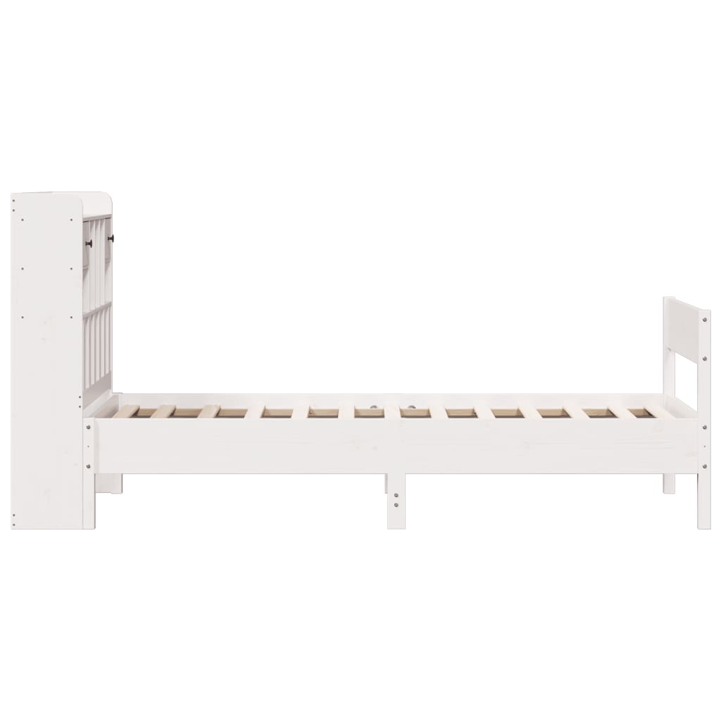 Cama com estante sem colchão 90x190 cm pinho maciço branco