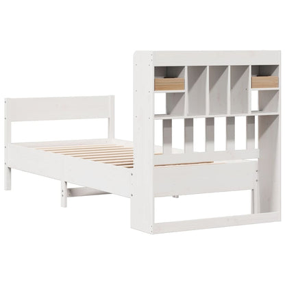 Cama com estante sem colchão 90x190 cm pinho maciço branco